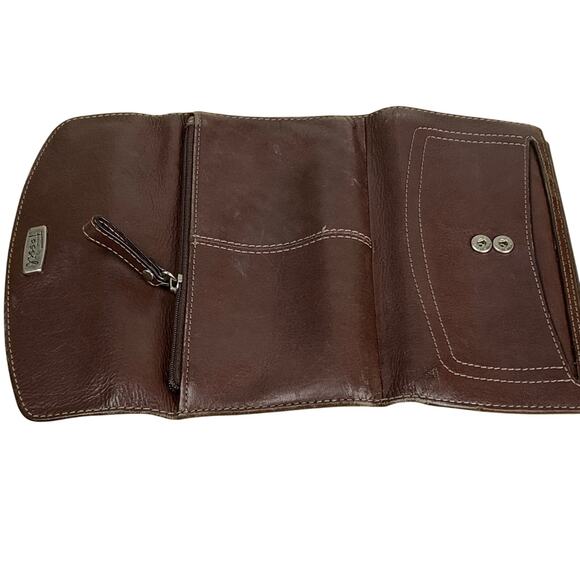 Fossil Brown Pebbled Leather Double Handle Shoulder Bag and Wallet Set - Picture 14 of 14